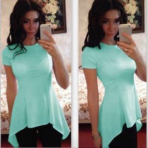 Peplum babydoll flowy teal blouse